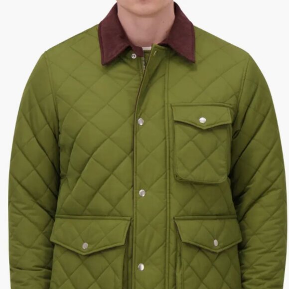 NEW ROBERT GRAHAM Diamond Quilted Utility Jacket With Corduroy Collar lime 864mn - Picture 3 of 8